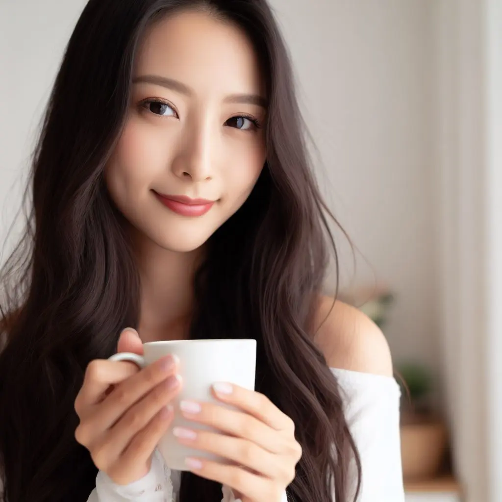 コーヒーを飲む女性　AI画像