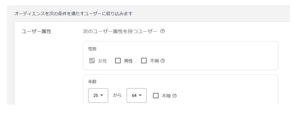 google広告女性のみに配信