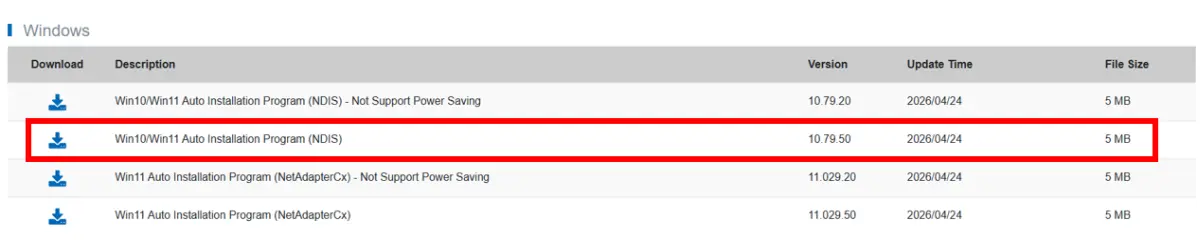 NDISネットワークアダプター