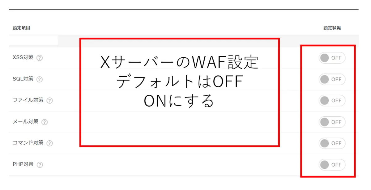ｘサーバーのWAF設定