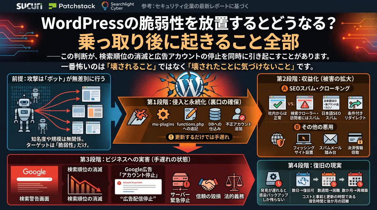 ワードプレス侵入されたらどうなる